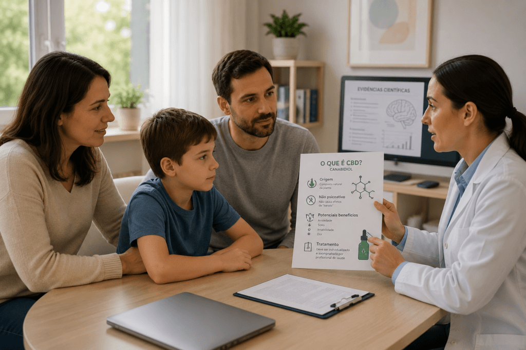 CBD no autismo durante consulta médica especializada.